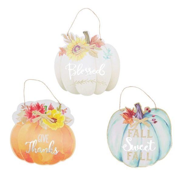 🆕 Glittered Orange Harvest Pumpkin w/ Galvanized Give Thanks- Decoration Sign - Picture 11 of 11